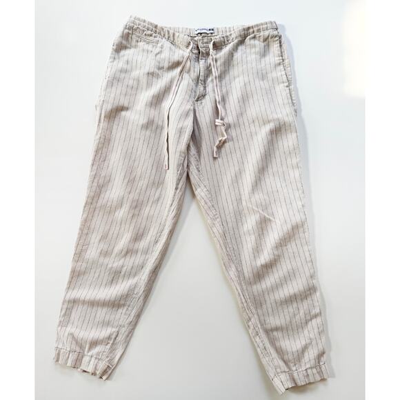 Uniqlo Cream Linen‎ Pants Pin Striped  Large - Picture 3 of 6